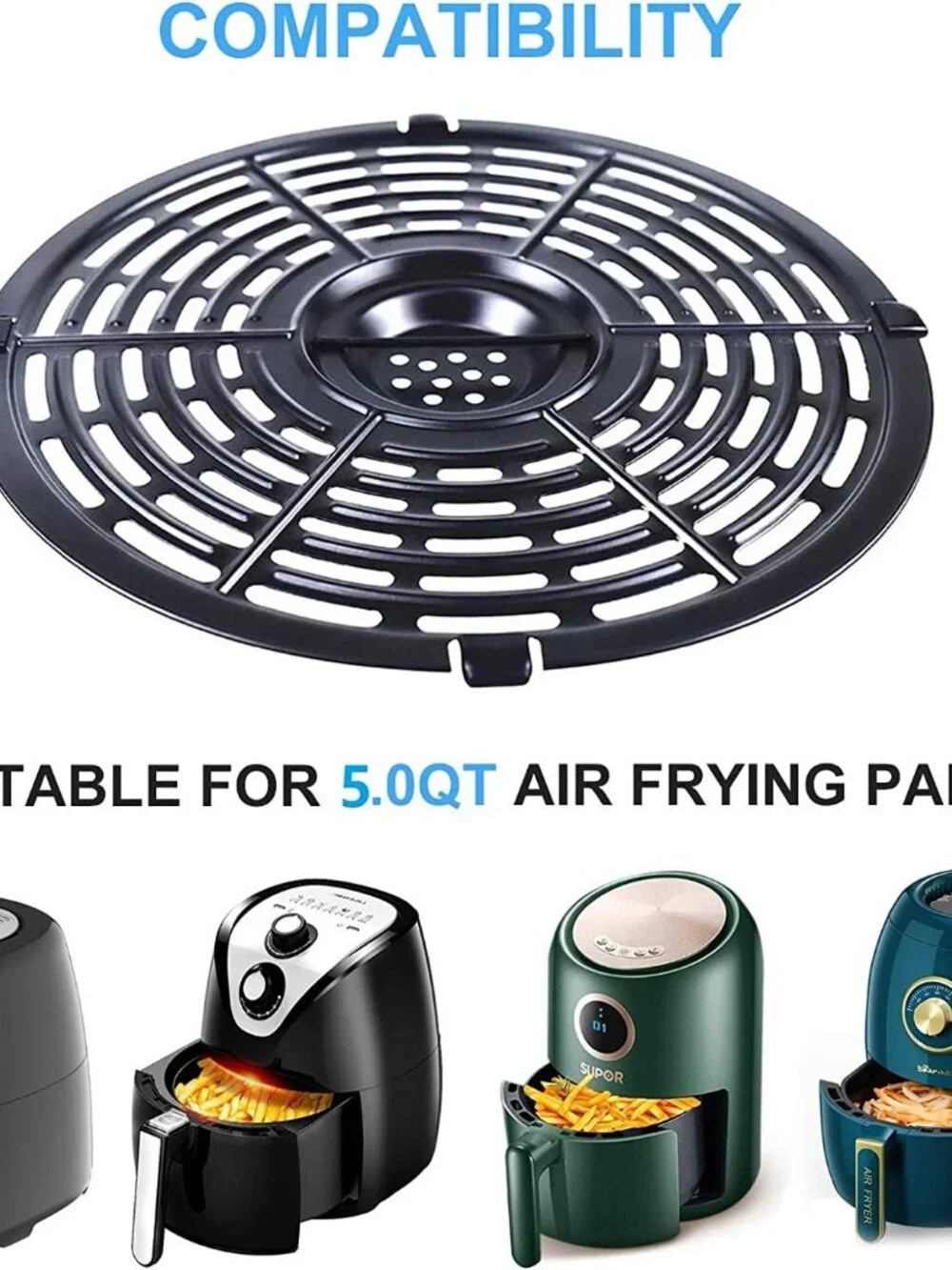 Air Fryer Grill Pan for Power XL 5QT Air fryer, 8.7'' 5QT Round Non-Stick Replac